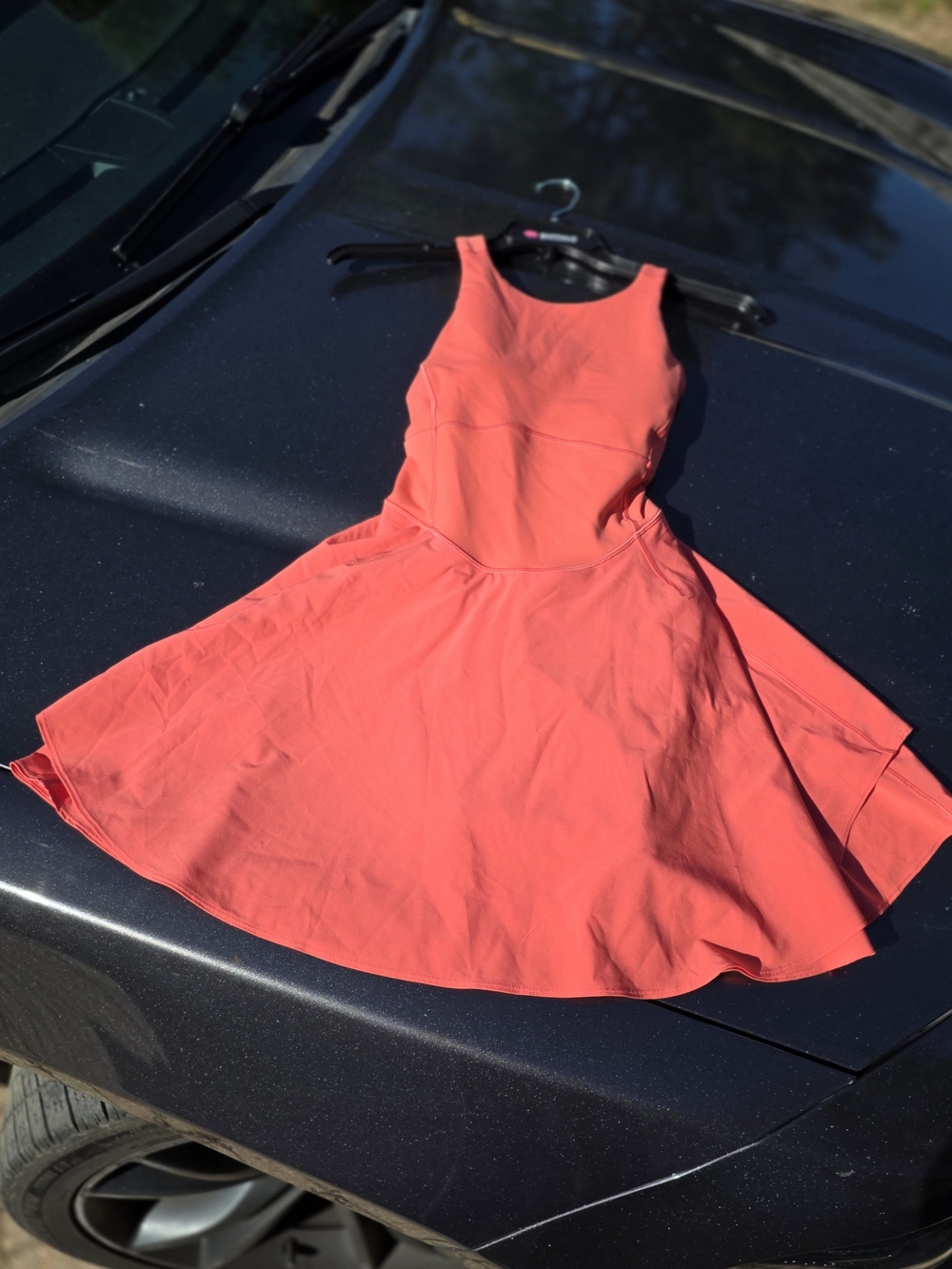 Sleeveless Coral Fit-and-Flare Dress